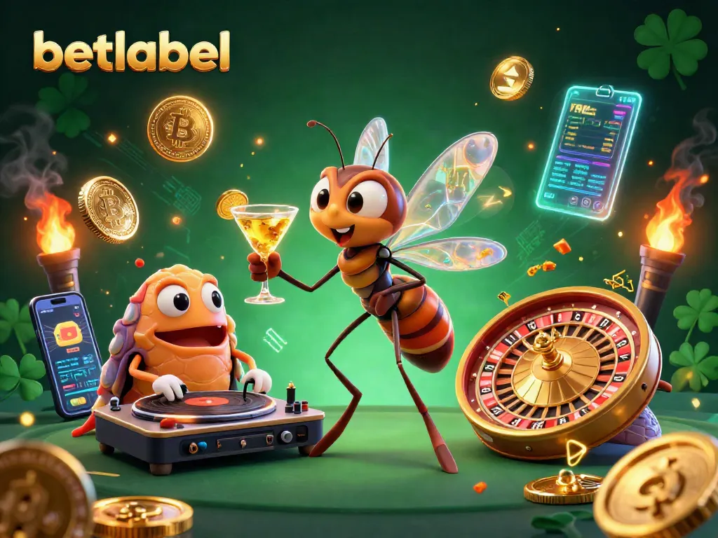 Play at betlabel casino and witness a lively scene with a frozen mosquito mascot and a DJ.