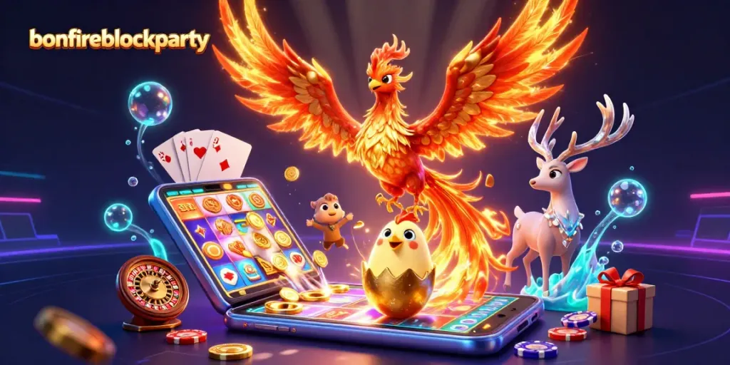 Experience the thrill of bonfireblockparty with vibrant 3D casino elements and interactive gaming scenes.