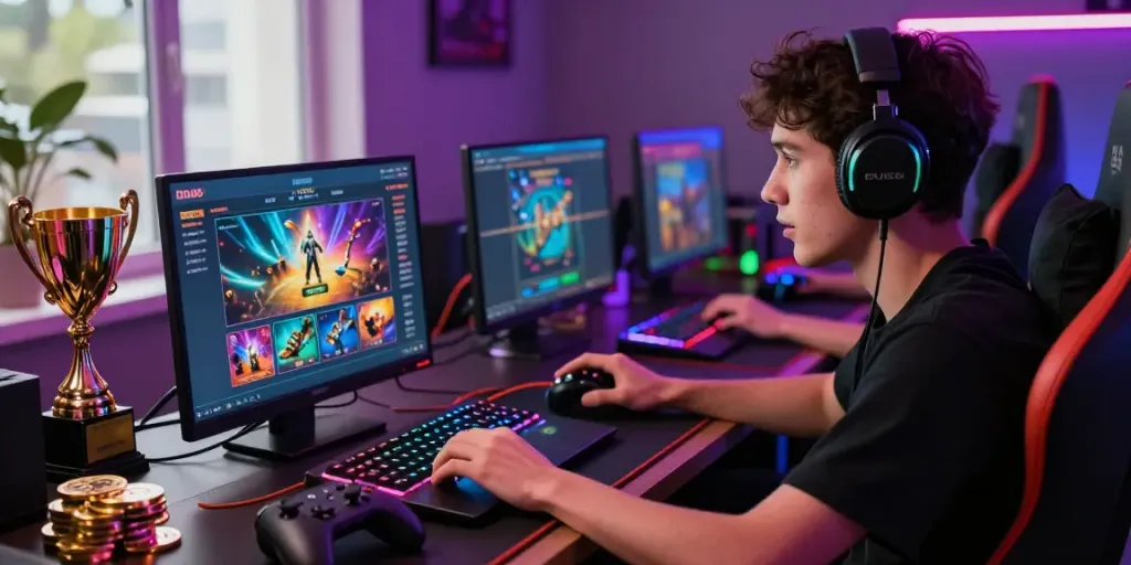Exciting online gaming experience on DU88 platform with engaging player and vibrant accessories.